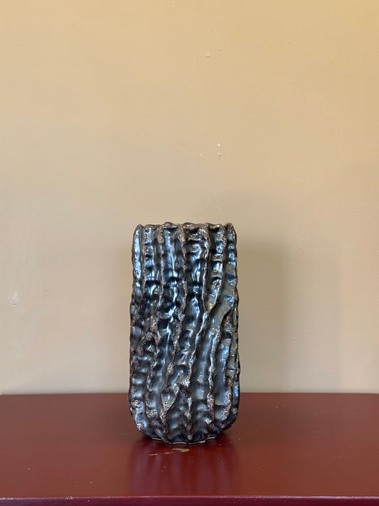 Vaso in ceramica -Texture corteccia blu notte